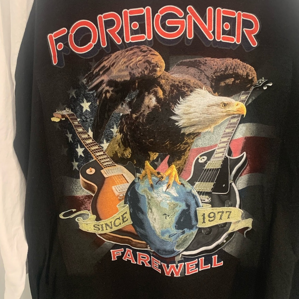 Tultex Black and White Foreigner Farewell Concert Tour Jersey 3/4 Sleeves - Picture 4 of 10